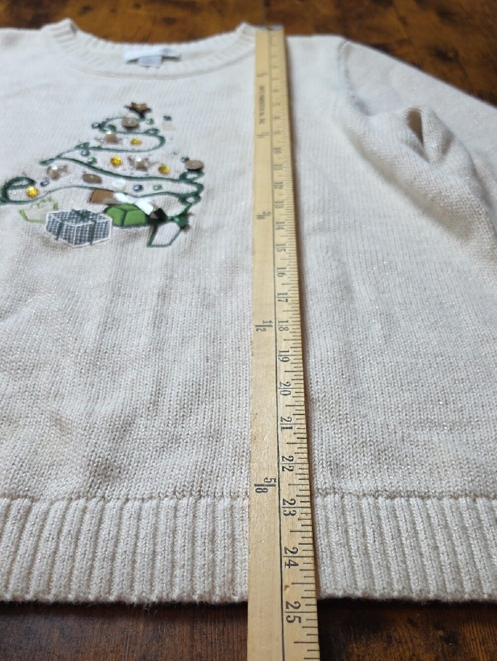 CHRISTOPHER & BANKS | Sparkle Christmas Tree Embellished Holiday Sweater | XL - Picture 8 of 10